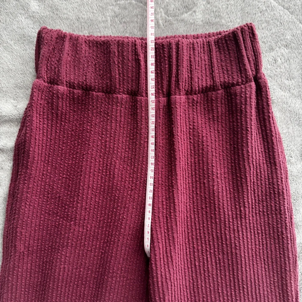 GIRL CRUSH GANG Wide Leg Waffle Pants - Dusty Rose/Muted Pink/Plum - Size S - Picture 6 of 9